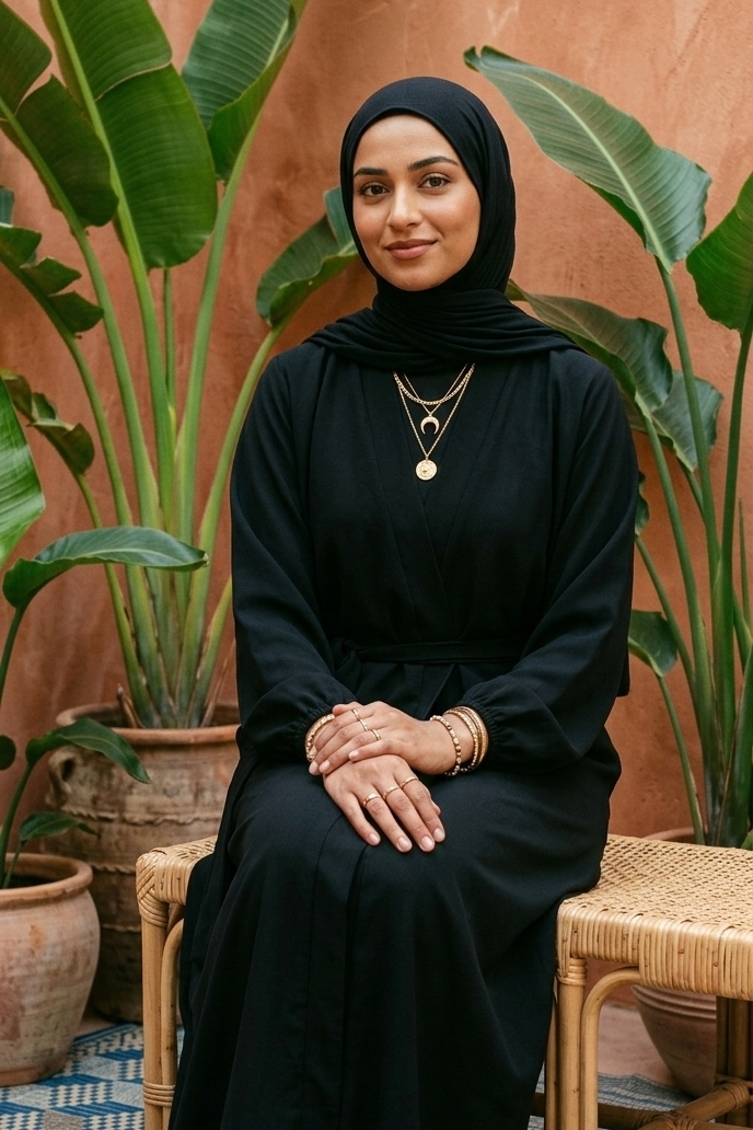 Elegant Black Modest Abaya with Hijab – Stylish Islamic Maxi Dress for Women
