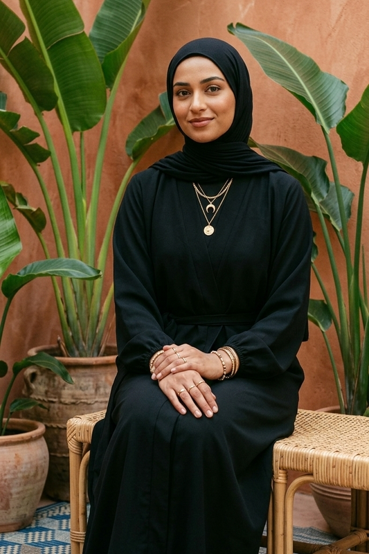 Elegant Black Modest Abaya with Hijab – Stylish Islamic Maxi Dress for Women
