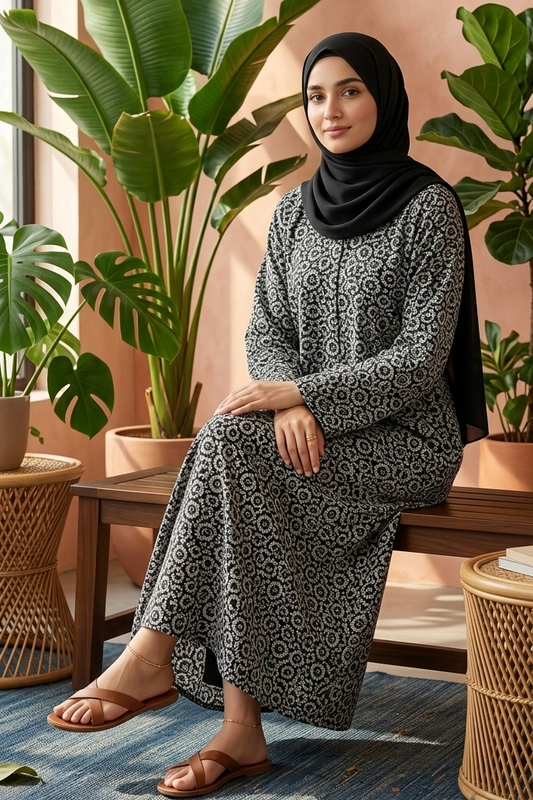 Emerald Linear Luxe Abaya Set